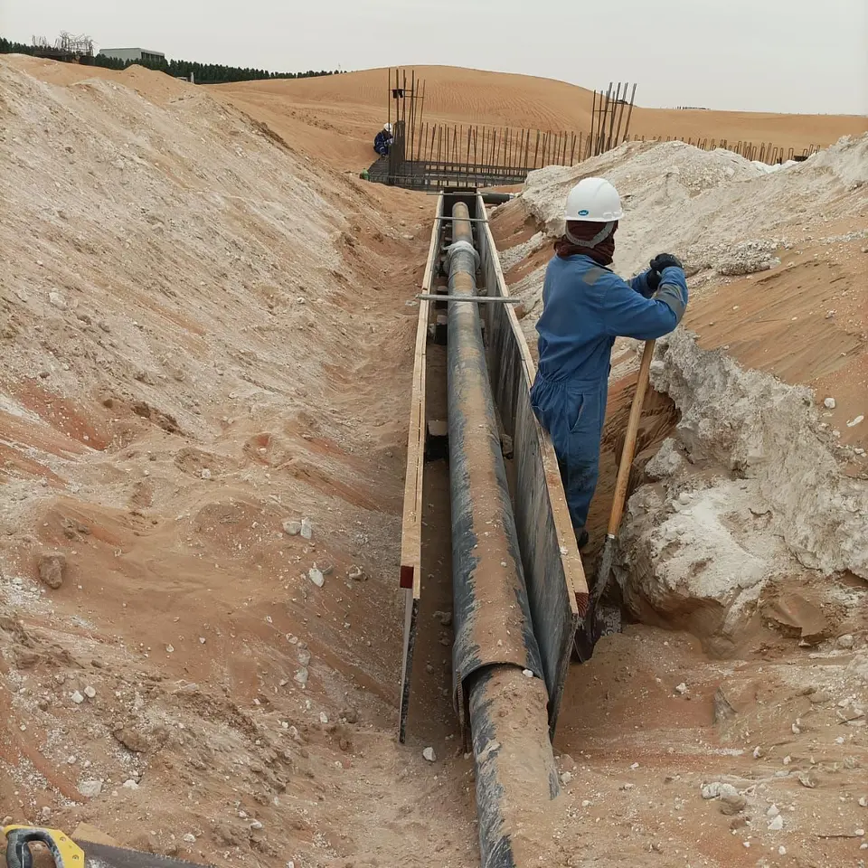HDPE Pipeline Road Crossing: Concrete Encasement & Thrust Blocks, photo 7